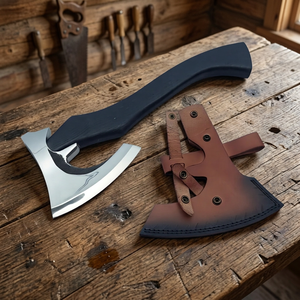 Hacha Vikinga Hecha a Mano de Acero al Carbono |   Cuchilla para barba con mango de palisandro pulido |   Auténtica Hacha de Batalla Nórdica 100% de Alta Calidad - Product Image 4