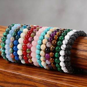 กำไลข้อมือหินธรรมชาติแบบกำหนดเอง ขนาด 6 มม. 8 มม. 10 มม. หินคริสตัลทรงกลมสำหรับบำบัดเรกิ - Product Image 1