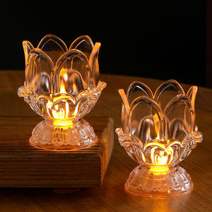 Articles cadeaux Diwali <span class=keywords><strong>Bougie</strong></span> éternelle en plastique électrique Cimetière en forme de lotus Veilleuse LED de nuit - Product Image 4