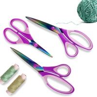 3Pcs Ciseaux de Bureau en Acier Inoxydable Couleur Titane Ciseaux de Tailleur à la Maison Ciseaux Faits à la Main Outils de Coupe Multifonctionnels