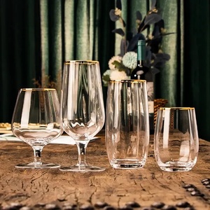 Verres à vin en cristal <span class=keywords><strong>transparent</strong></span> de luxe, gobelet élégant au design moderne avec bord doré pour bar ou mariage, verres à cocktail - Product Image 5