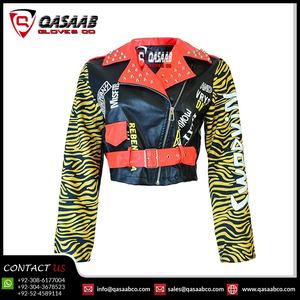 Ladies Studded-Leather Autumn Winter <b>Women</b> Fashion Turn-down Collar Leopard-Punk <b>Coats</b> Jackets With Belt - Product Image 4