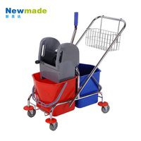 Chariot d'essorage de seau de serpillière en plastique à Double seau de 34L