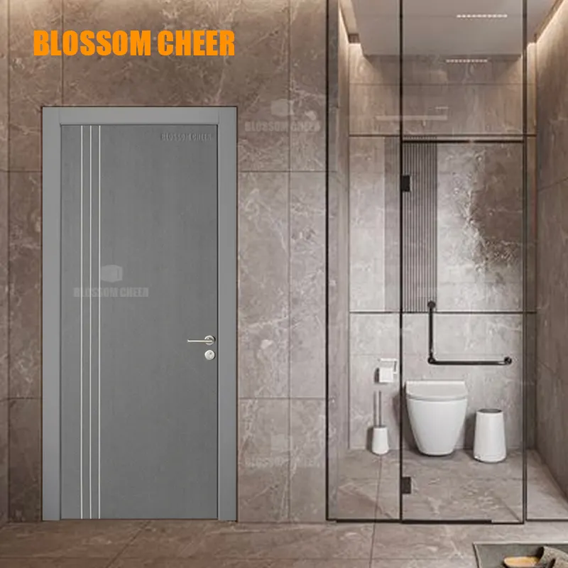Desain terbaru lengkap kayu bahan plastik pintu Hotel Toilet Interior kamar Internal menyarankan pintu kamar mandi tahan air