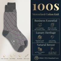 Chaussettes habillées personnalisées pour hommes – Coton mercerisé de luxe, rayures bleues jacquard, antibactériennes, pour affaires, vente en gros, personnalisables