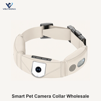 Collier intelligent pour animaux de compagnie avec caméra intégrée, collier pour chien avec haut-parleur et micro, collier rembourré réglable de couleur kaki