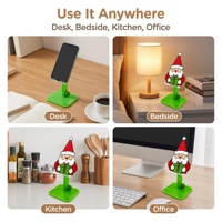 Support de téléphone portable universel pliable et réglable en acrylique rouge et vert, motif Père Noël, antidérapant, avec espace de chargement, portable