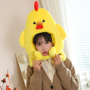 Este Lindo Gorro <span class=keywords><strong>de</strong></span> Peluche con Cabeza <span class=keywords><strong>de</strong></span> <span class=keywords><strong>Pollo</strong></span> es Ultra Cálido, Divertido y Acogedor, Perfecto para Fiestas <span class=keywords><strong>de</strong></span> Invierno, Sesiones <span class=keywords><strong>de</strong></span> Fotos y Uso Diario - Product Image 5