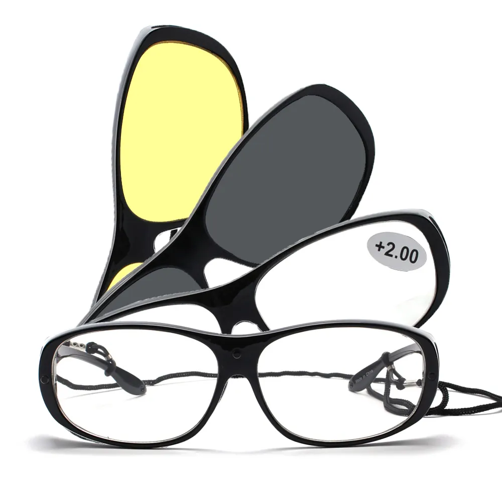 4 in 1 Designer Sports Frame Magnetic Glasses Women Men Sun Glasses Eyeglasses with Clip On Sunglass