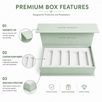 Boîte d'échantillons magnétique vert clair de luxe, 5 compartiments, insert en EVA, logo personnalisé, emballage médical clinique Biocare