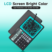 Calculatrice solaire HX avec tablette d'écriture LCD, papeterie numérique pour les mathématiques, calculatrice graphique scolaire, calculatrice solaire rouge mignonne