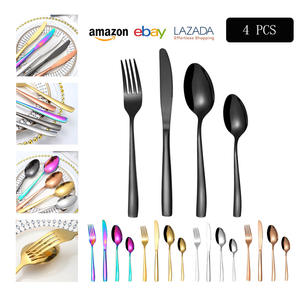 Ensemble de couverts en acier inoxydable 410 A05T4, manche carré, passe au lave-vaisselle, pour hôtel, maison, cuisine occidentale, desserts. - Product Image 5