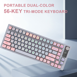 Tùy Chỉnh Nhỏ Gọn Xách Tay 56-Key Mini Tri-Chế Độ Có Thể Sạc Lại Hiển Thị Kỹ Thuật Số 2.4G Bt Bàn Phím Có Dây Với RGB Ánh Sáng Núm - Product Image 2