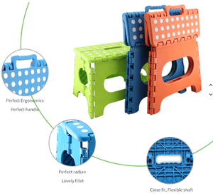 Modern Foldable <b>Plastic</b> <b>Stool</b> with Polka Dot Design in Green Blue Orange for Home Use As <b>Stool</b> and Ottoman - Product Image 6