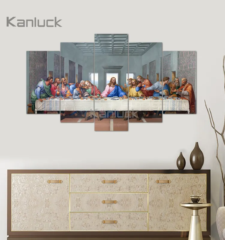 Die Letzte Abendmahl Von Jesus 5 Panels Digital Print Malerei Religion Leinwand Malerei Für Wand Kunst Dekor