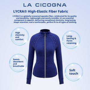LA CICOGNA Costume d'entraînement de salle de bal adulte femmes velours chaud haute élastique automne hiver couture latérale perceuse manteau <span class=keywords><strong>veste</strong></span> - Product Image 4