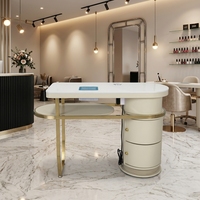 Meubles de salon de beauté et de spa modernes et luxueux avec plateau en marbre, bureau pour technicien en ongles, table de manucure, ensemble table et chaise pour ongles