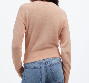 OEM quantité minimale de commande bas Femmes <span class=keywords><strong>Pull</strong></span> col en V Cardigan Coupe décontractée Doux Blush Cropped Cardigan en mélange d'alpaga <span class=keywords><strong>Rose</strong></span> <span class=keywords><strong>pastel</strong></span> - Product Image 3