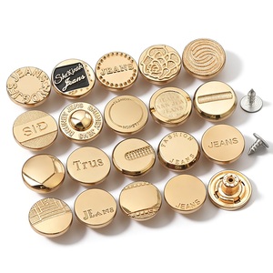 Golden Plating Jeans <b>Buttons</b> and Rivets Zamac Custom Brand Logo Pattern Metal Jean Jacket <b>Buttons</b> for Jeans Denim Clothing - Product Image 1