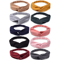 Bandeau élastique en tricot de style européen-américain pour femmes, couleur unie, 25x6cm, pour le yoga, le sport, le lavage du visage, vente en gros