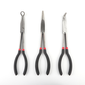 90 Degree Bend Nose Pliers 11 Inch Stainless Steel Industrial Grade Pointed Beak Smooth Jaw Extension Needle Nose Pliers - Product Image 4