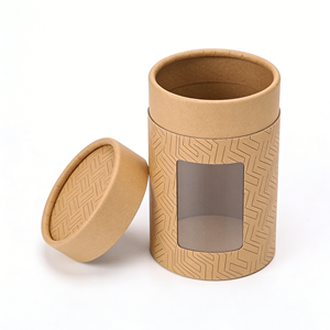 Custom Cylinder Paper <b>Box</b> With <b>Clear</b> Display Window Round Cardboard Tube Packaging For <b>Gift</b> Cosmetic Candle Tea - Product Image 1