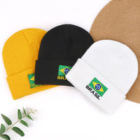 Gorros de Punto Personalizados Multicolores de Moda, Gorro de Invierno Bordado para Adultos, Gorro de Punto para Fanáticos del Fútbol Brasileño