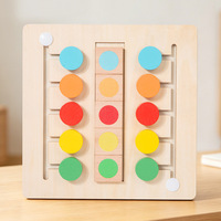 Permainan Puzzle Geser Logika Kayu Montessori, Permainan Mencocokkan Warna, 2 Pemain VS Teka-teki Otak, Mainan Edukatif untuk Anak-anak Balita