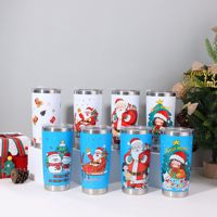 Thermos Mug en Acier Inoxydable 304 Cadeaux d'Affaires Noël 20oz Grande Capacité Voiture Impression 3D Mug de Voyage à Vide pour Bière Extérieur