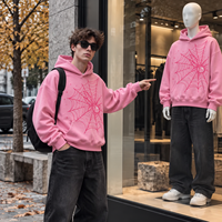 Sweat à capuche unisexe surdimensionné à imprimé toile d'araignée, 100% coton, lourd, streetwear, pull personnalisé avec logo, sweat à capuche décontracté
