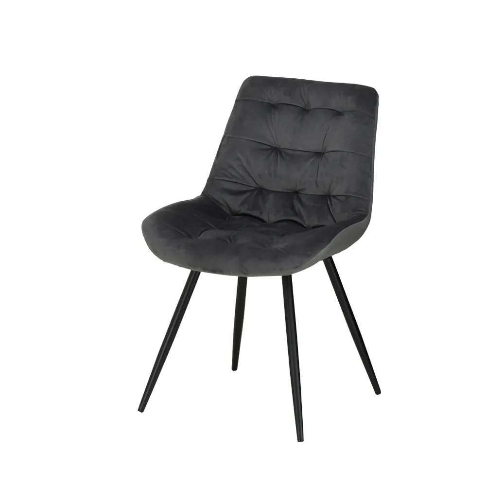 Design moderno PU Back e Velvet Seat com pernas metálicas Jantando Cadeira Pó Revestimento