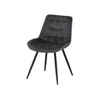 Современный дизайн PU спина и бархатное сиденье с металлическими ножками обеденный стул с порошковым покрытием