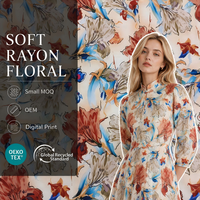 Tissu 100 % rayonne respirant et léger à imprimé floral pour robes, hauts et vêtements pour filles, tailles personnalisées, MOQ 1, directement de l'usine