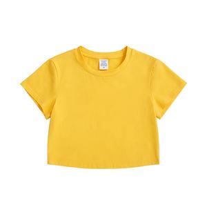 Grosir murah kaus <span class=keywords><strong>Crop</strong></span> top polos spandeks katun kaus t-shirt Slim Fit perempuan kosong - Product Image 5