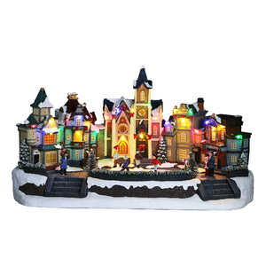Luz LED personalizada para la <span class=keywords><strong>Plaza</strong></span> <span class=keywords><strong>del</strong></span> Mercado EN LA Ciudad de Navidad <span class=keywords><strong>Pueblo</strong></span> de Navidad con patinadores móviles y figuritas Decoración artesanal de resina - Product Image 2