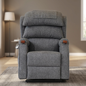 Fauteuil inclinable électrique en tissu gris avec fonction massage et roulettes chauffantes pour salon - Product Image 2