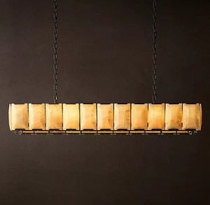 Lustre moderne en albâtre <span class=keywords><strong>Cora</strong></span>, lampes suspendues de luxe dorées, luminaire suspendu en marbre pour salon - Product Image 4
