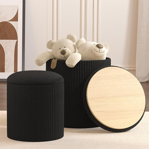 <span class=keywords><strong>Taburete</strong></span> otomano de almacenamiento personalizado para sala de estar, muebles interiores modernos <span class=keywords><strong>con</strong></span> tapa de madera - Product Image 4