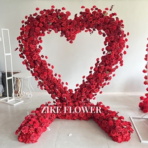 Romantic 5D Pink Red Rose Heart-Shaped Floral Wall <strong>Arch</strong> Burgundy Cloth Floral <strong>Wedding</strong> <strong>Arch</strong> Love Heart Artificial Flower <strong>Arch</strong> - Product Image 3