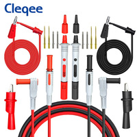 Cleqee P1308B Kit de 18 câbles de test avec fiches bananes 4 mm, câbles de test à crochet, sondes de multimètre remplaçables, fils de test et pinces crocodiles