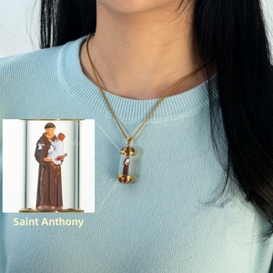 Pendentif miniature 3D personnalisé Saint Antoine, en acier inoxydable 316L, collier protecteur des objets perdus pour cadeaux dévotionnels - Product Image 1