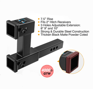 Extension d'attelage double Riser de 7 à 1/2 pouces avec kit d'écrou de boulon pour extension de récepteur de 2 pouces à 10 pouces - Product Image 5