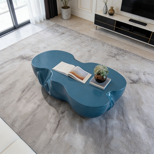 Mesa de Centro Moderna de Lujo con Forma de Nube Abstracta, Diseño Orgánico de Fibra de Vidrio Azul, Mesa Irregular para Decoración de Sala de Estar - Product Image 3