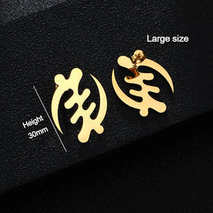 Acero inoxidable Ankh Adinkra Símbolo africano Pendientes Gye Nyame Horus Ojo Pendientes Joyería étnica - Product Image 6