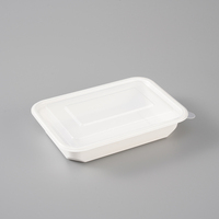 Boîte en plastique PP carrée ondulée rouge et blanche, taille personnalisée disponible, conteneur bento jetable pour plats à emporter du Shandong