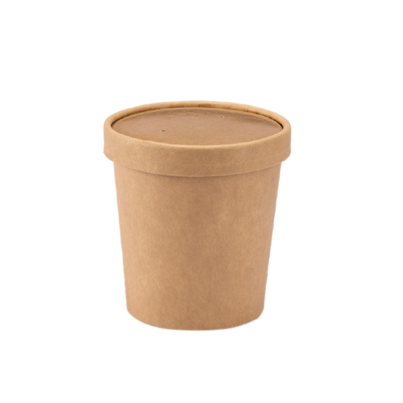 Custom Disposable Thick- Lidded Kraft Paper Bowls for Takeaway Packing Porridge Soup Soup Cups/Buckets Paper Plates Bowls