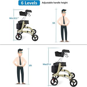 <span class=keywords><strong>Andador</strong></span> con <span class=keywords><strong>Ruedas</strong></span> HCT-9123 para Personas Mayores - <span class=keywords><strong>Andador</strong></span> Plegable con <span class=keywords><strong>Asiento</strong></span> y <span class=keywords><strong>Cuatro</strong></span> <span class=keywords><strong>Ruedas</strong></span> de 8 Pulgadas - <span class=keywords><strong>Andador</strong></span> Médico, Color Champán - Product Image 4