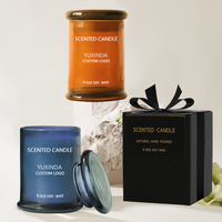 Vente en gros Boîte de pots de bougies parfumés multicolores Emballage de bougie de luxe en verre rond avec couvercles en verre