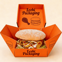 Bestseller Braune Karton Kraftpapier Wellpappe Schwarze Fast-Food-Box Behälter Maßgefertigte Burger-Box