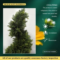 Spiral pohon Topiary buatan Boxwood semen diisi Pot bunga plastik tanaman palsu hijau untuk dalam dan luar ruangan